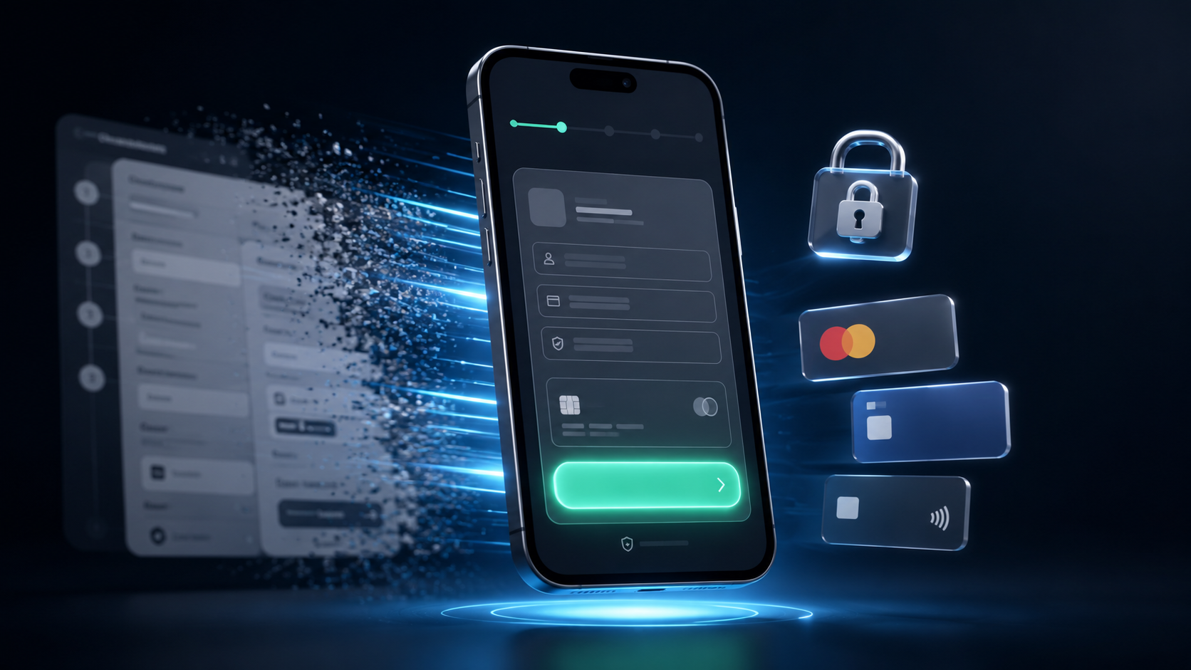 Streamlined mobile Shopify checkout on a smartphone with express payment options, trust badges, and reduced form fields replacing a long legacy checkout
