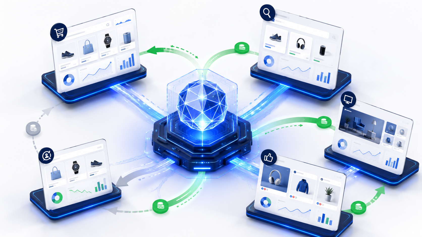 Precision Ad Engine coordinating multi-channel PPC optimization across Google Ads, Microsoft Ads, and social media platforms